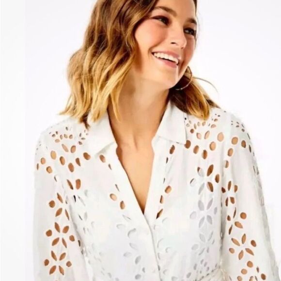 Lilly Pulitzer White Floral Eyelet Dress - Picture 2 of 7